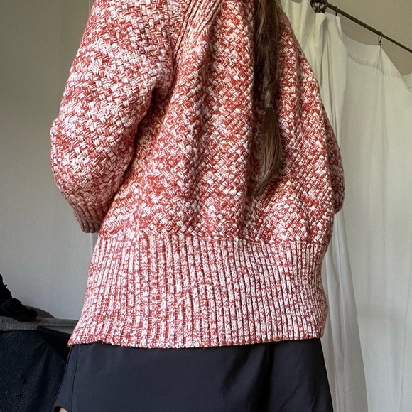 ๐Universal Thread Burnt Orange and White Chunky Knit Like Sweater XL - Picture 4 of 6